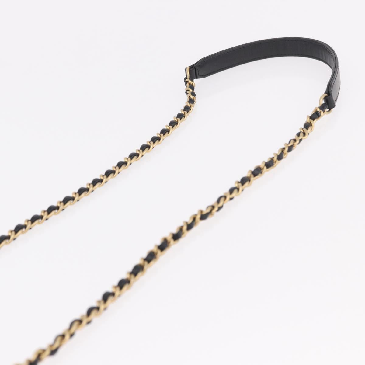 CHANEL Matelasse Chain Vanity Bag Lamb Skin Black Gold CC Auth 187609SAM