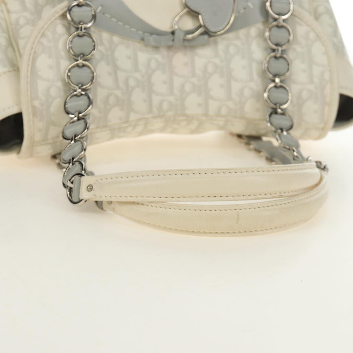 Christian Dior Trotter Canvas Romantic Bag PVC White Silver Auth 187610V