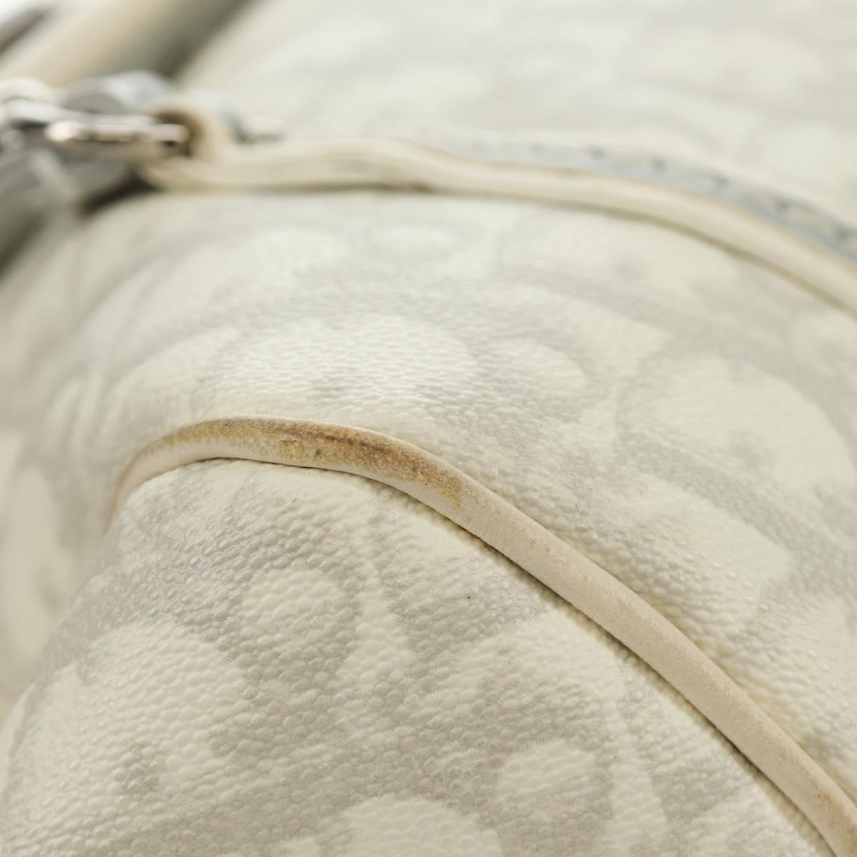 Christian Dior Trotter Canvas Romantic Bag PVC White Silver Auth 187610V