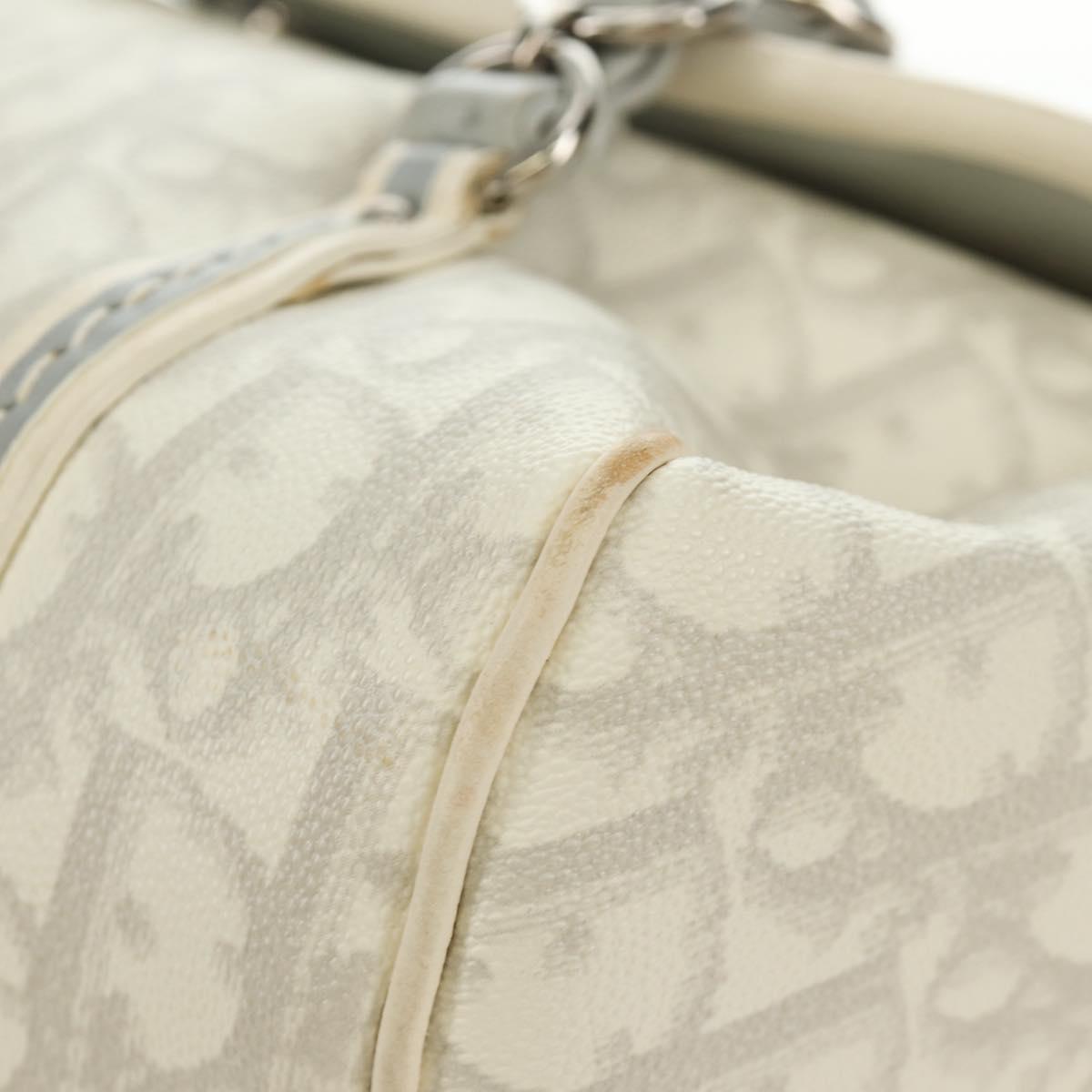Christian Dior Trotter Canvas Romantic Bag PVC White Silver Auth 187610V