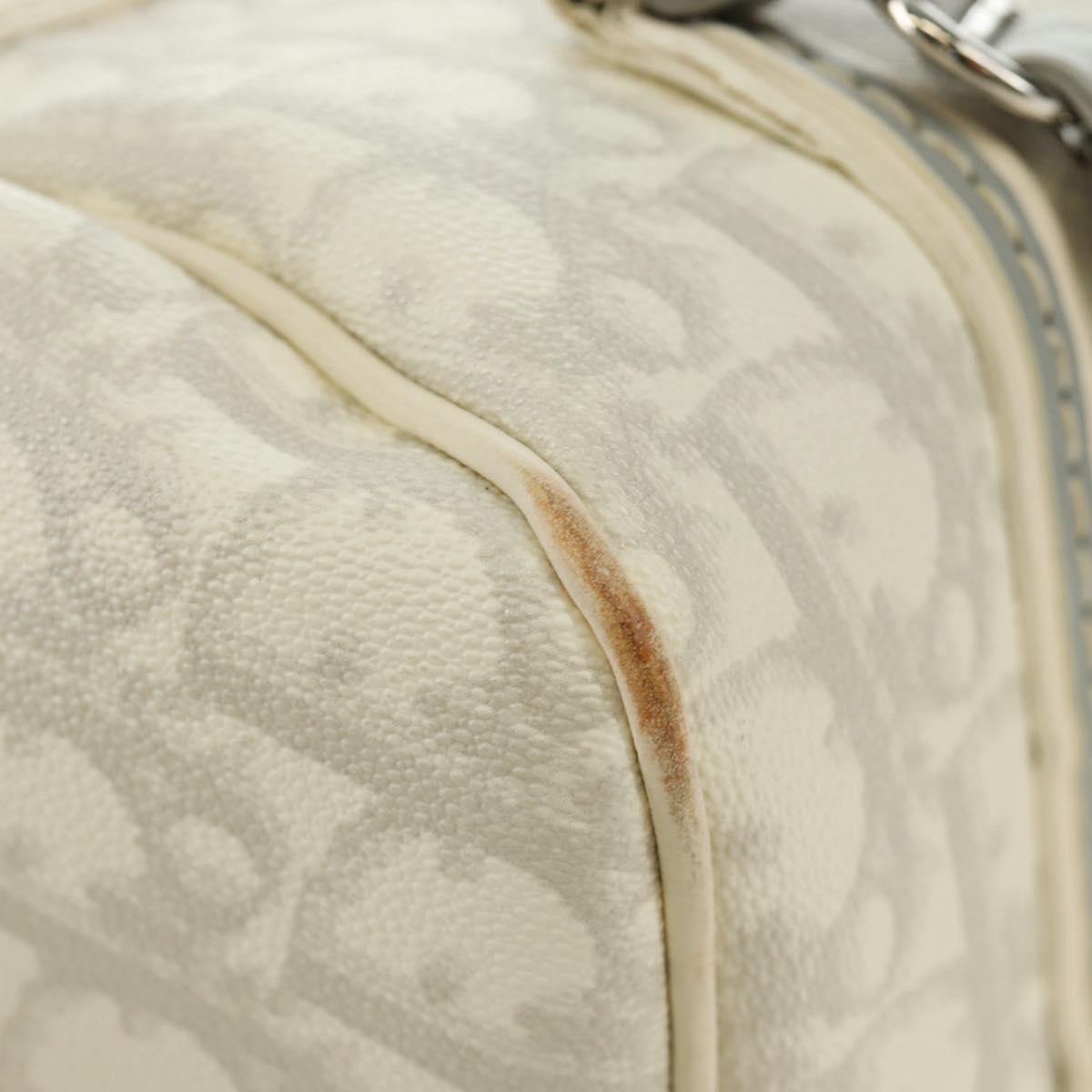 Christian Dior Trotter Canvas Romantic Bag PVC White Silver Auth 187610V