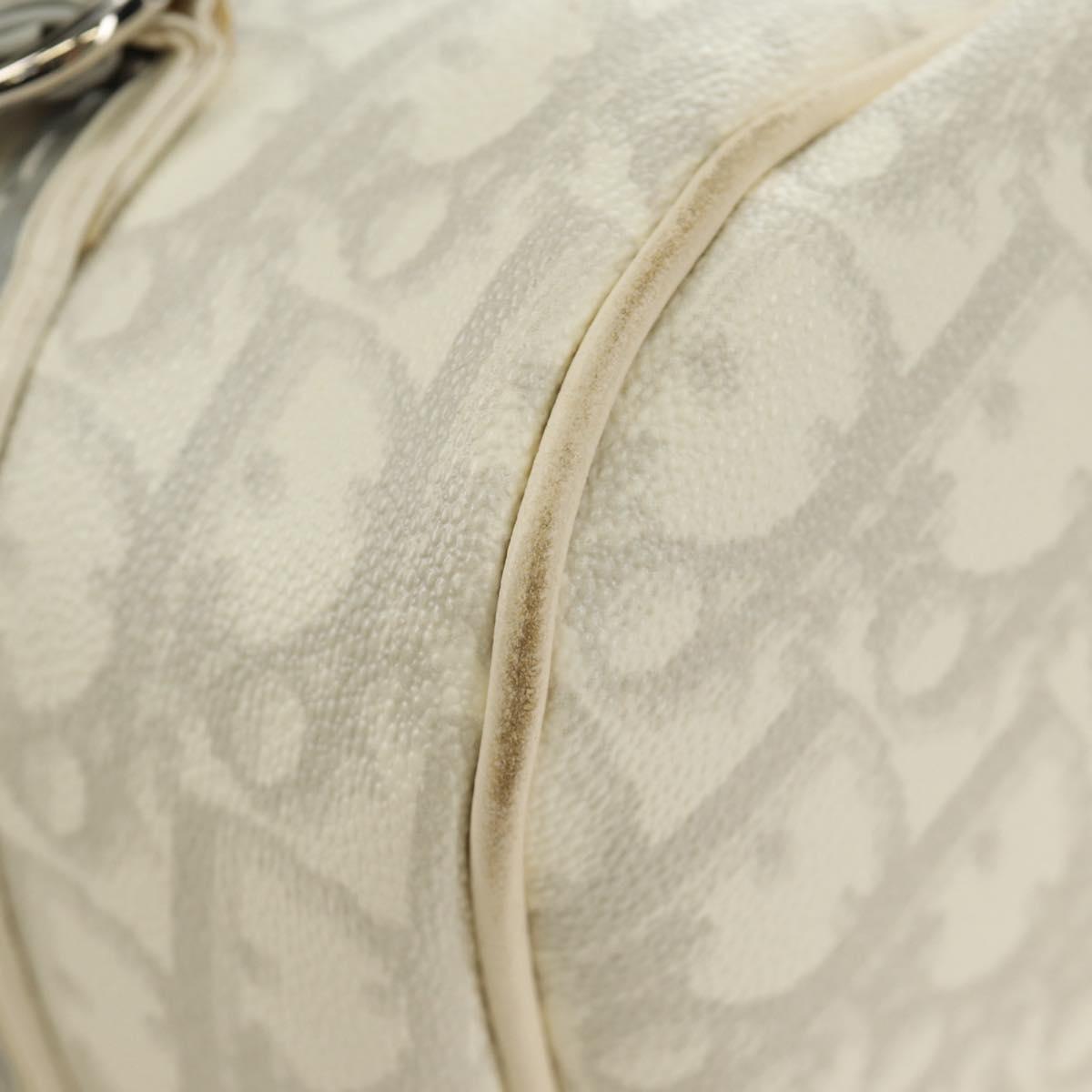 Christian Dior Trotter Canvas Romantic Bag PVC White Silver Auth 187610V