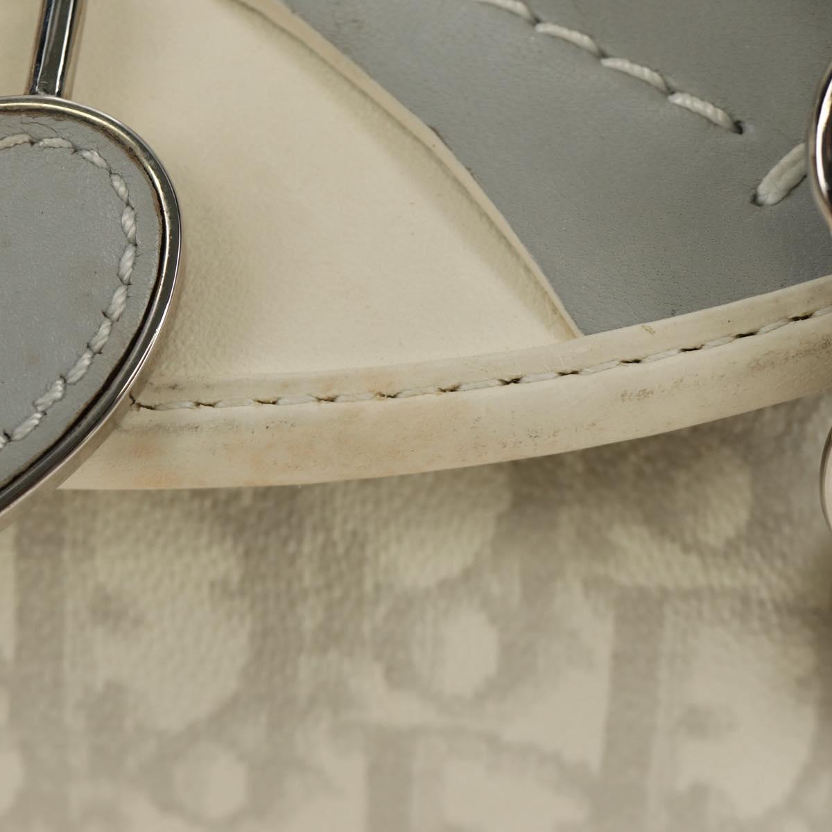 Christian Dior Trotter Canvas Romantic Bag PVC White Silver Auth 187610V
