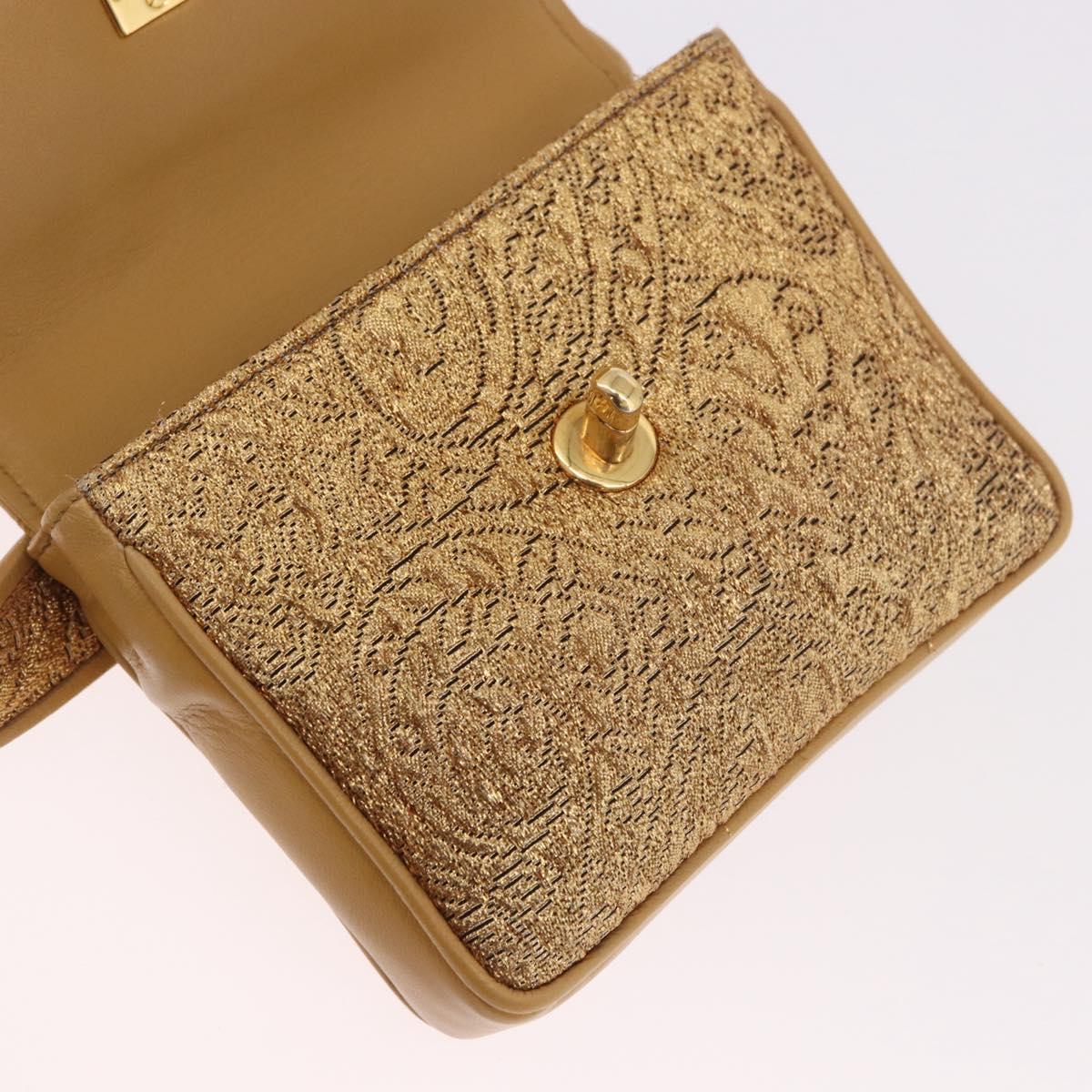 CHANEL Waist bag Satin Gold CC Auth 187614SAM