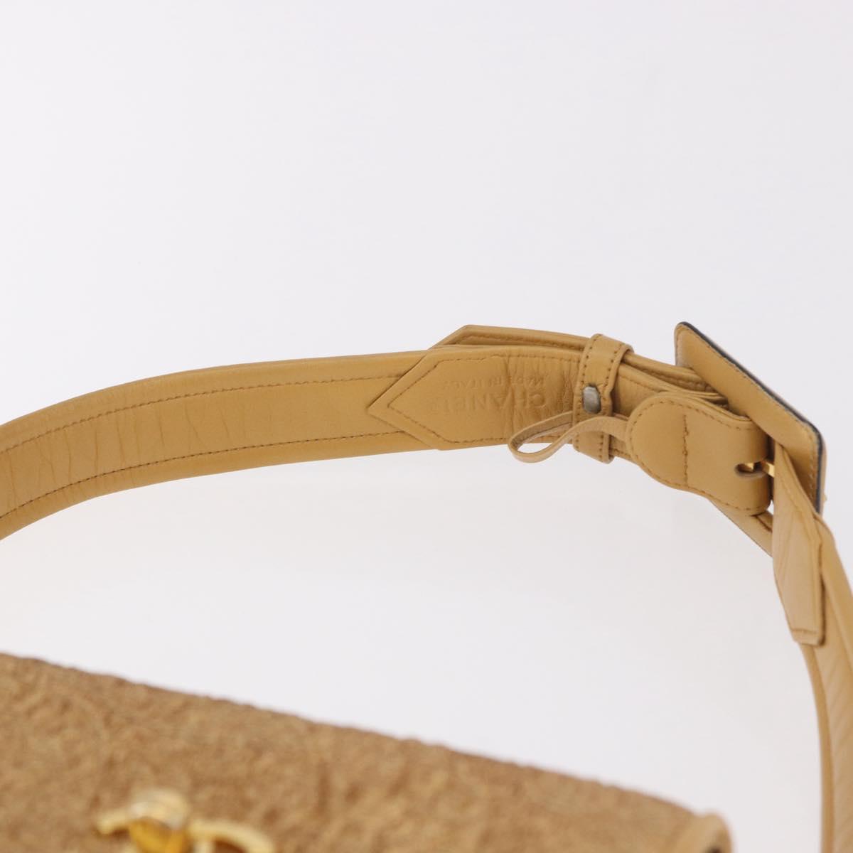 CHANEL Waist bag Satin Gold CC Auth 187614SAM