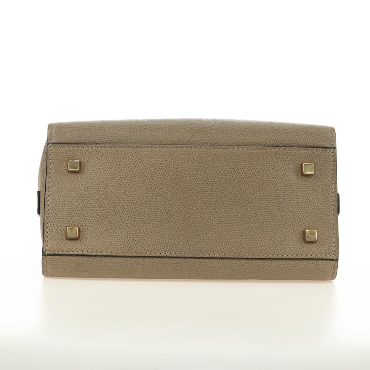 Valextra Isidide Hand Bag Leather 2way Beige Gold Auth 187616SM