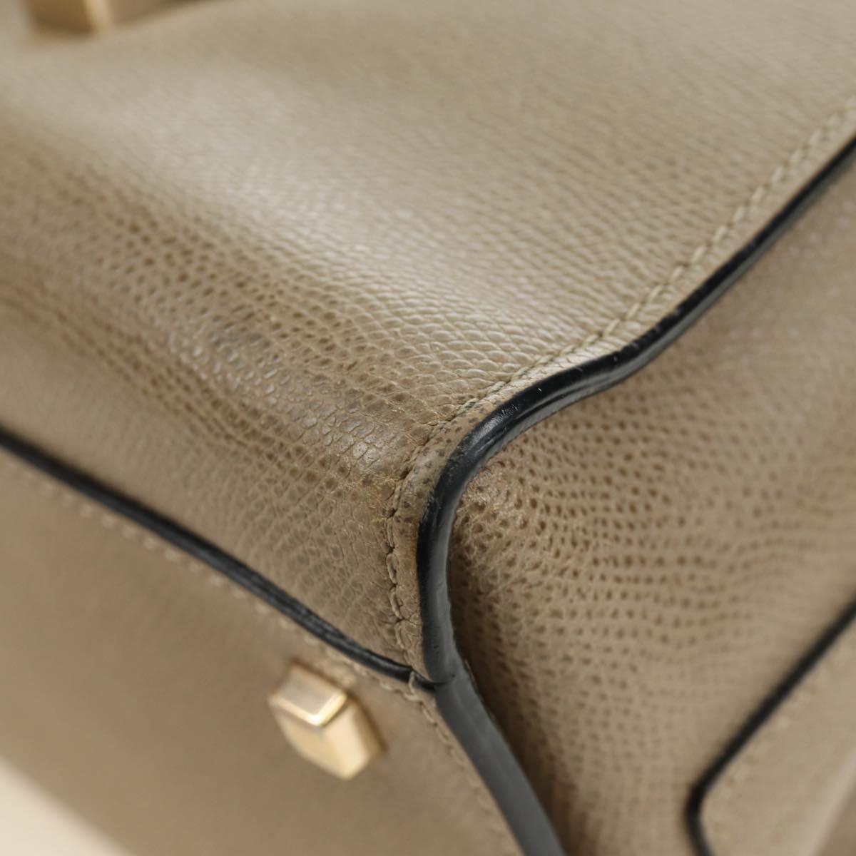 Valextra Isidide Hand Bag Leather 2way Beige Gold Auth 187616SM