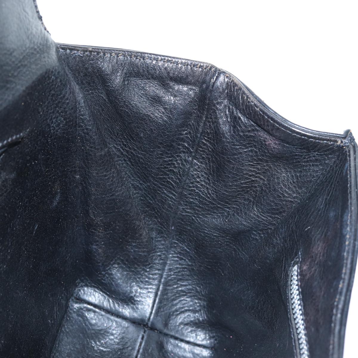 Chrome Hearts CH Cross Hand Bag Leather Black Silver Auth 187617SM