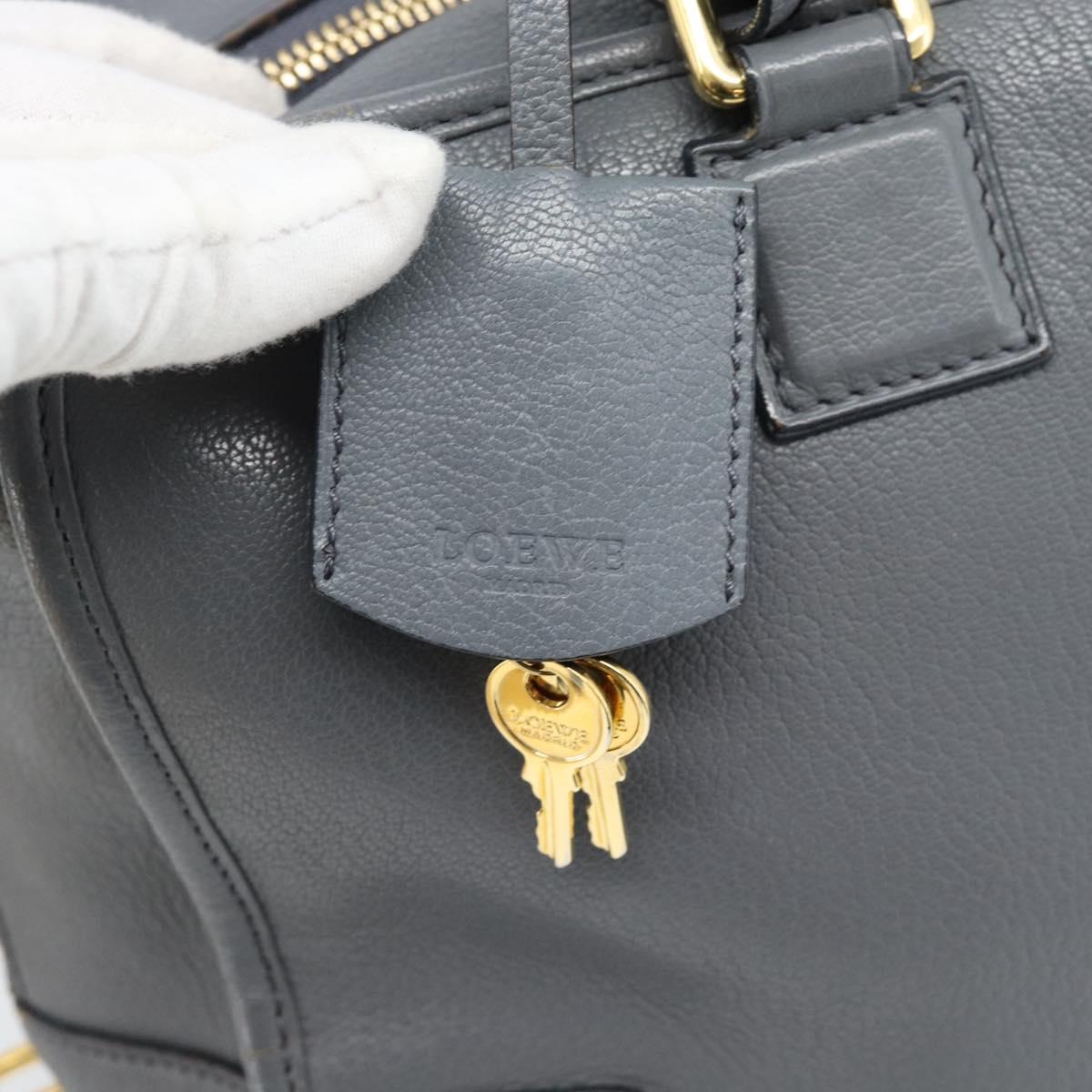 LOEWE Amazona 36 Hand Bag Leather Gray Gold Auth 187619V