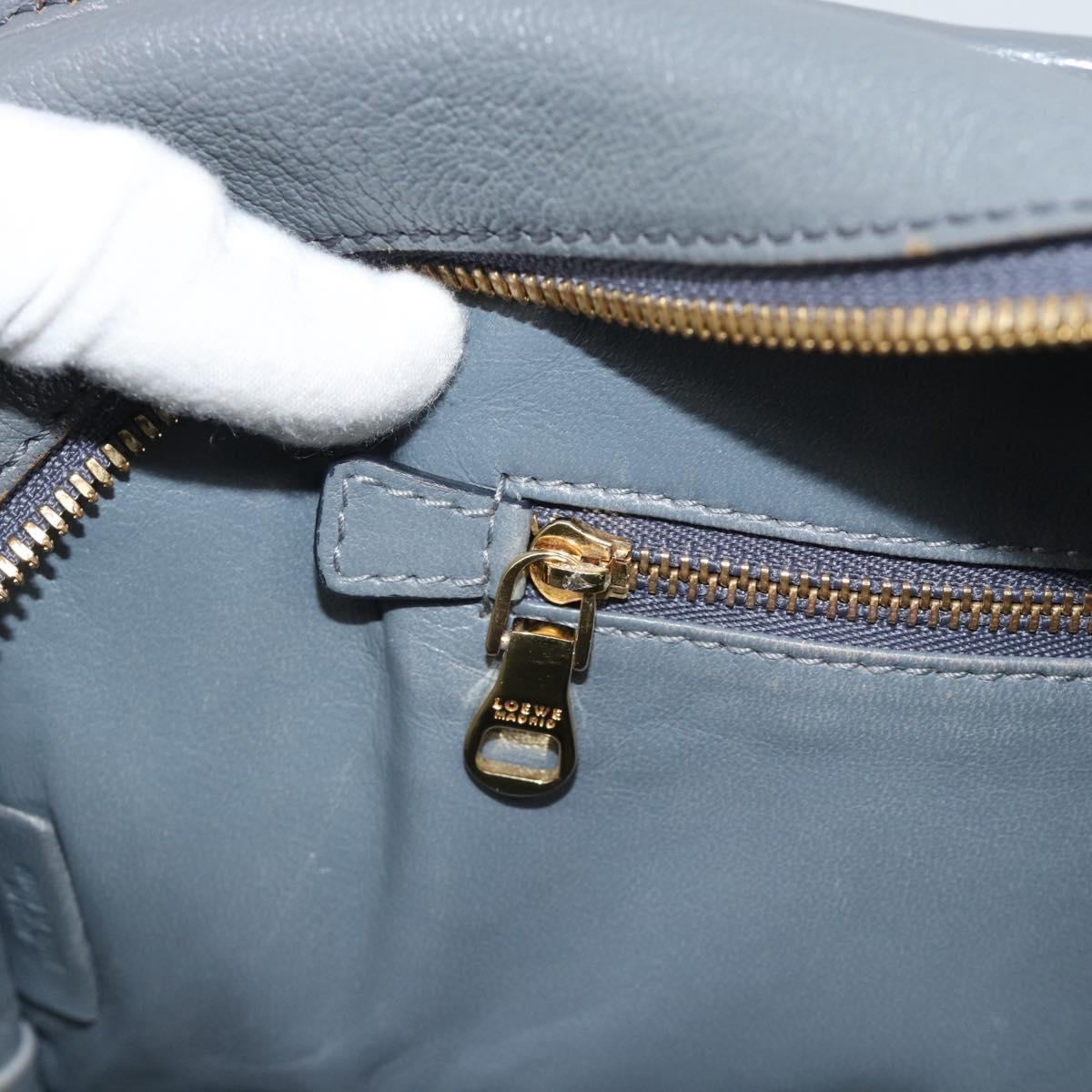 LOEWE Amazona 36 Hand Bag Leather Gray Gold Auth 187619V