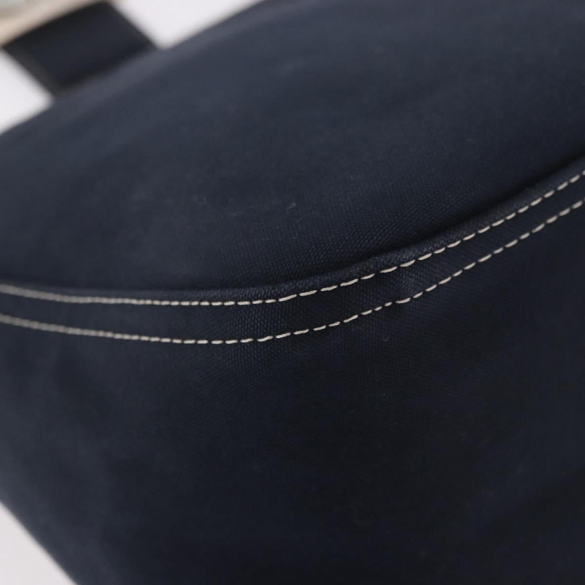 FENDI Mamma Baguette Shoulder Bag Canvas Navy Silver Auth 187625V
