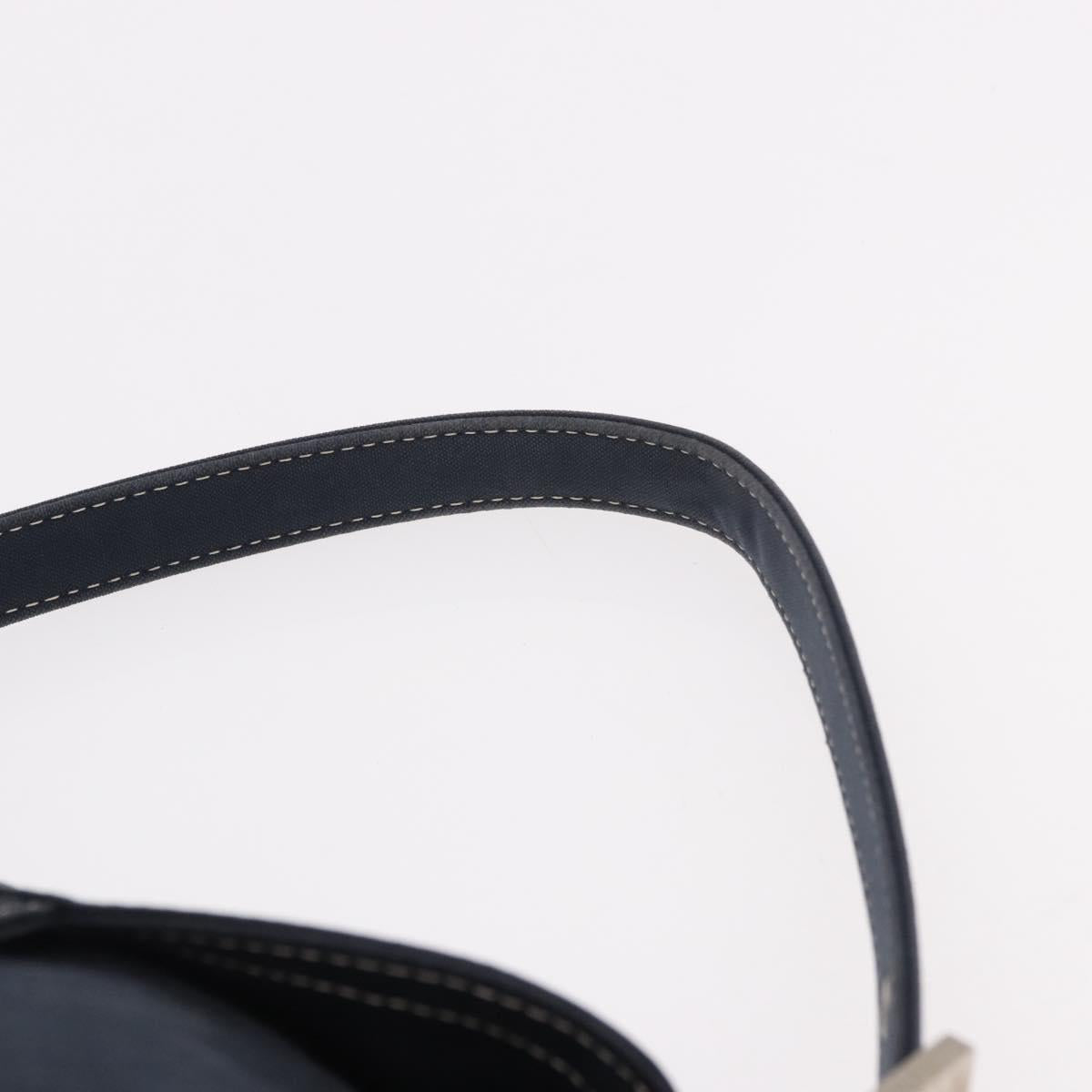 FENDI Mamma Baguette Shoulder Bag Canvas Navy Silver Auth 187625V