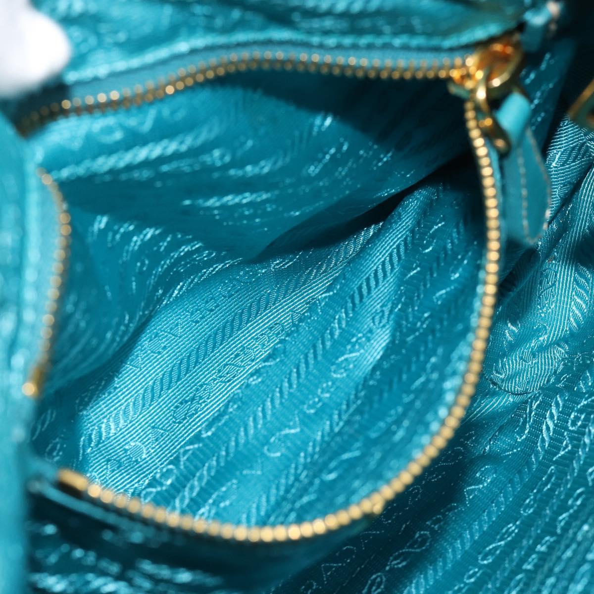 PRADA Shoulder Bag Nylon Blue Gold Auth 187632A