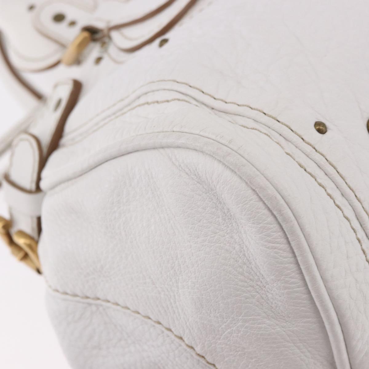 Chloe Paddington Hand Bag Leather White Gold Silver Auth 187633V