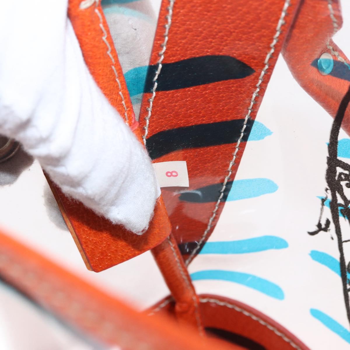PRADA Hand Bag Vinyl Orange Silver Auth 187634A