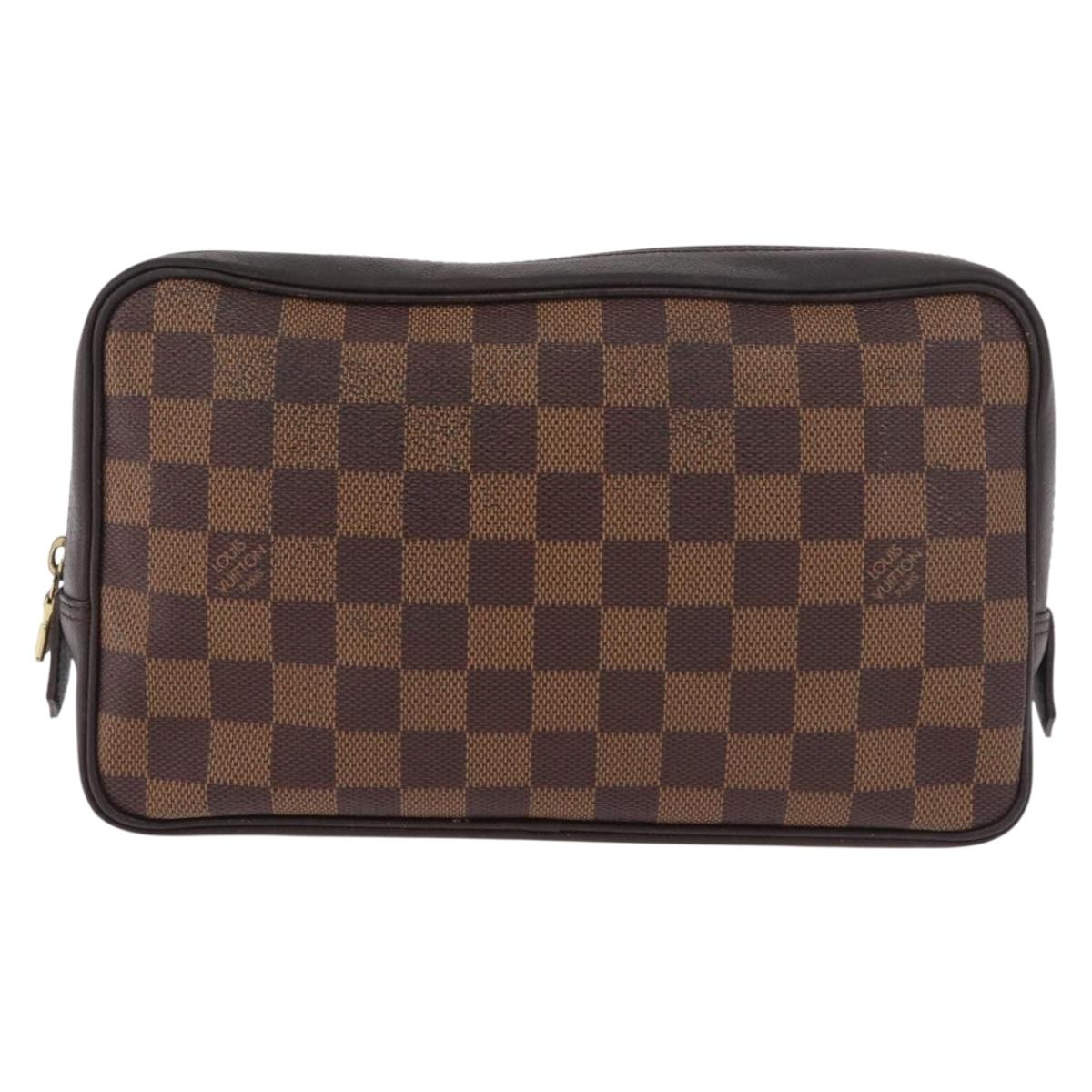 LOUIS VUITTON Damier Ebene Trousse Toilette 25 Clutch Bag N47624 LV Auth 187635