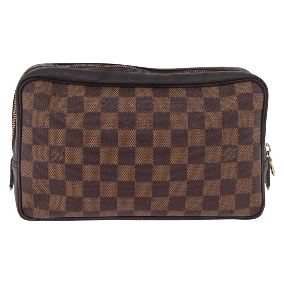 LOUIS VUITTON Damier Ebene Trousse Toilette 25 Clutch Bag N47624 LV Auth 187635