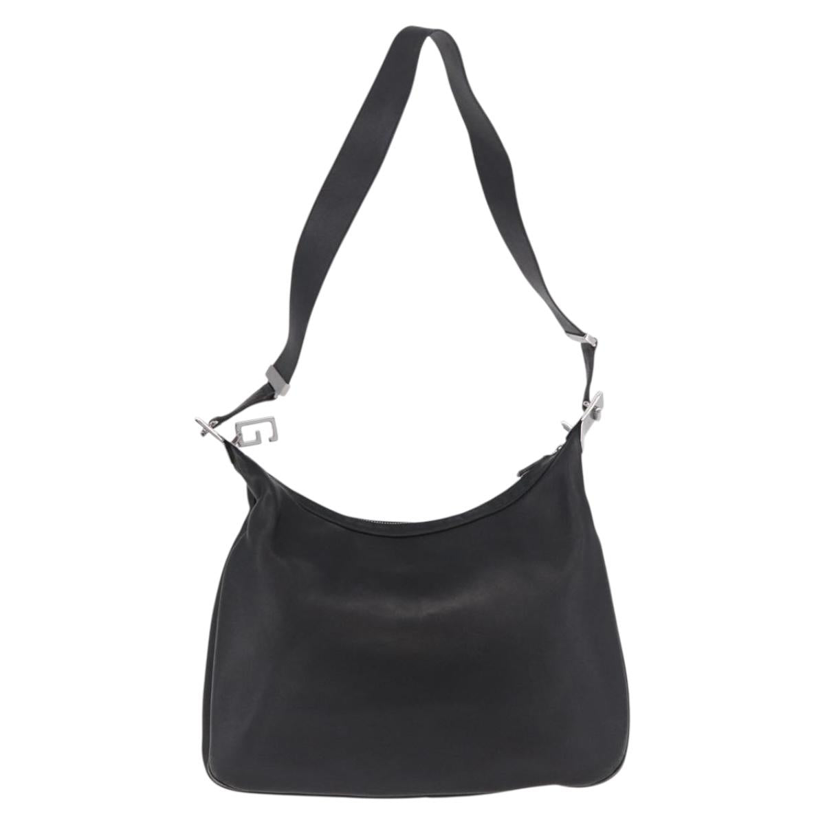 GUCCI Shoulder Bag Leather Black Silver 001 3341 Auth 187636