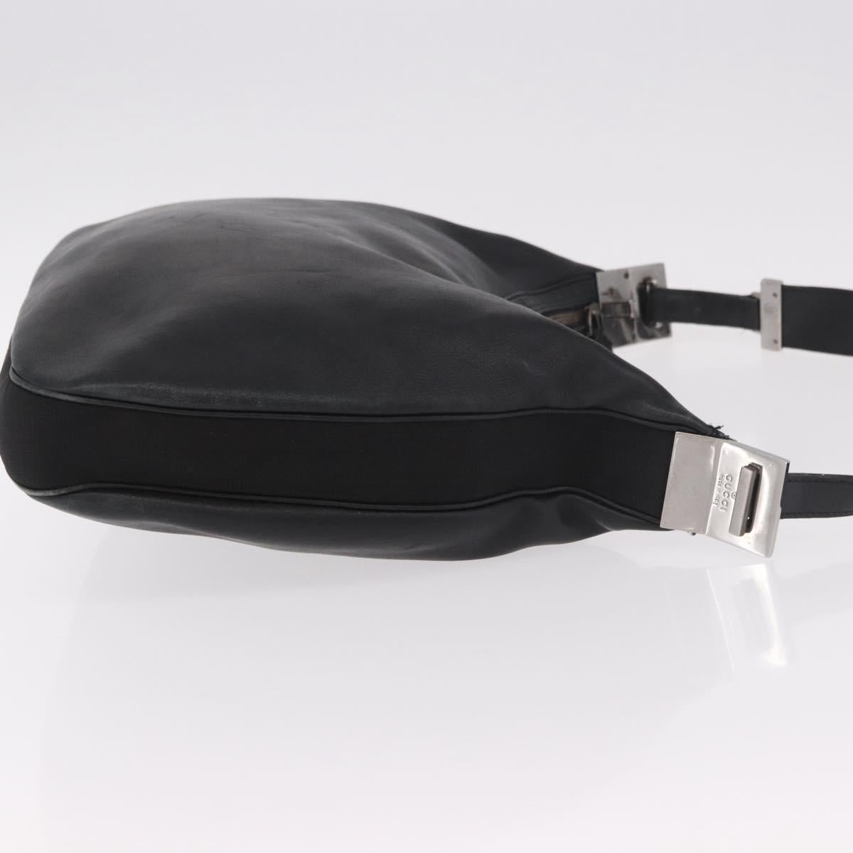 GUCCI Shoulder Bag Leather Black Silver 001 3341 Auth 187636