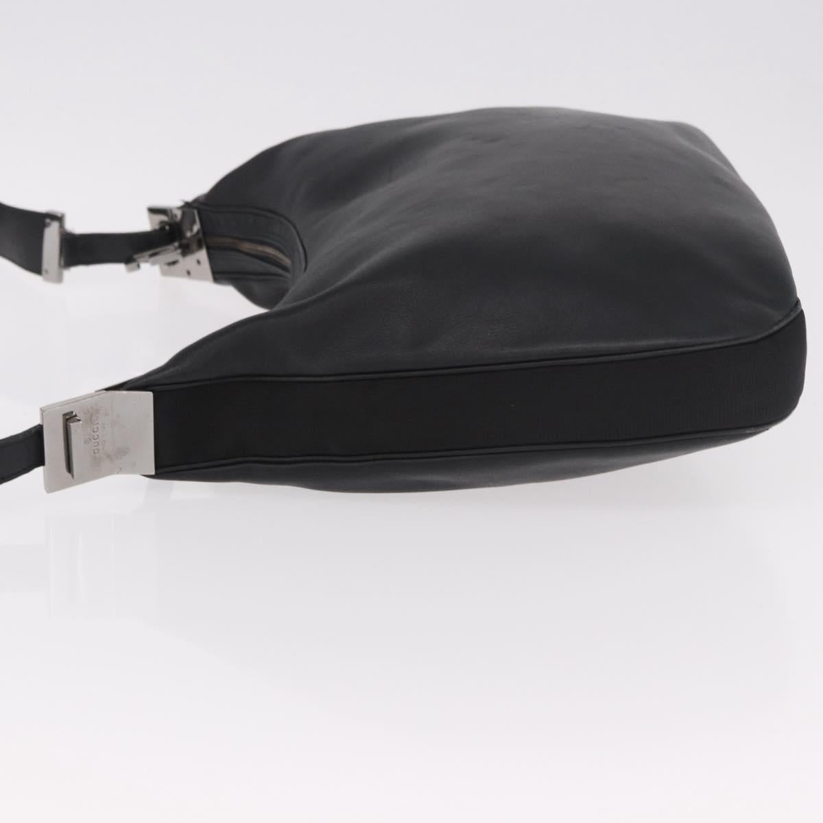 GUCCI Shoulder Bag Leather Black Silver 001 3341 Auth 187636