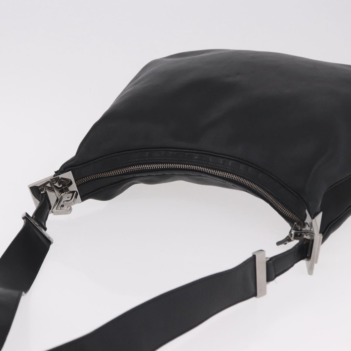 GUCCI Shoulder Bag Leather Black Silver 001 3341 Auth 187636
