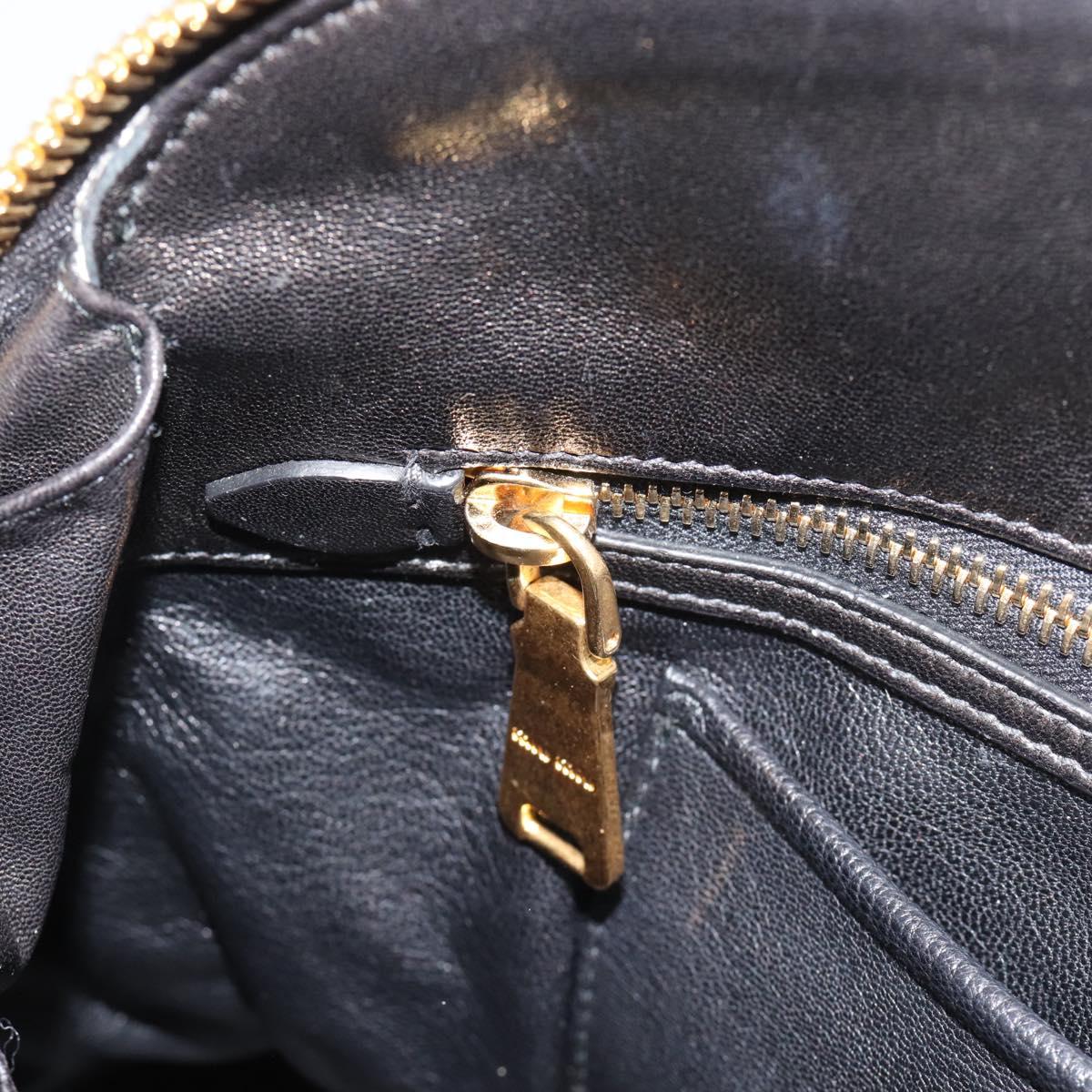 Miu Miu Matelasse Biker Hand Bag Lamb Skin 2way Black Gold Auth 187637V