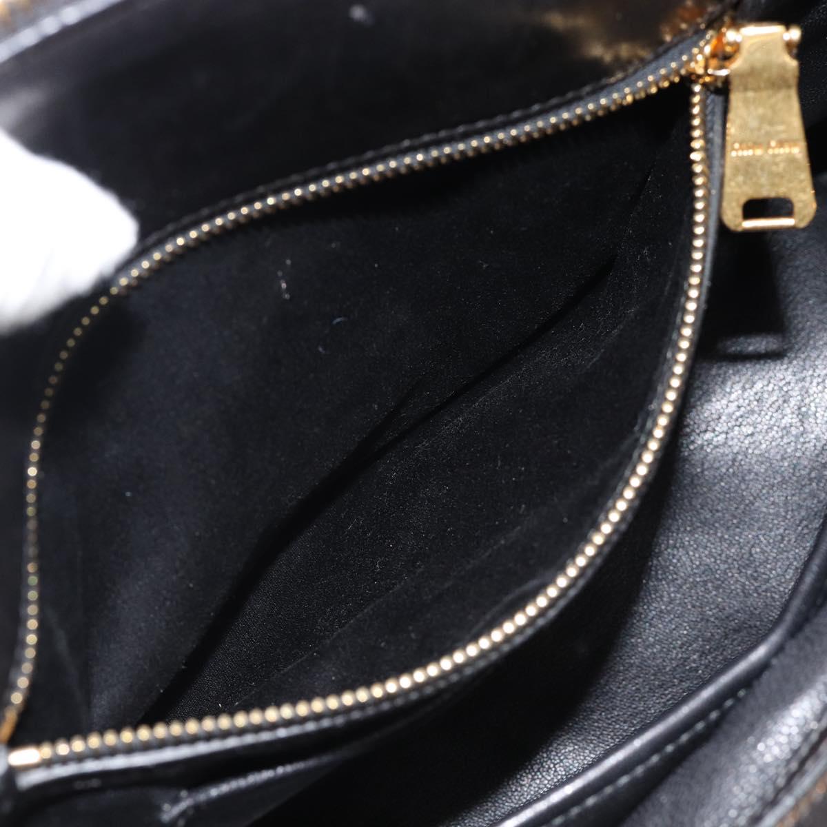 Miu Miu Matelasse Biker Hand Bag Lamb Skin 2way Black Gold Auth 187637V
