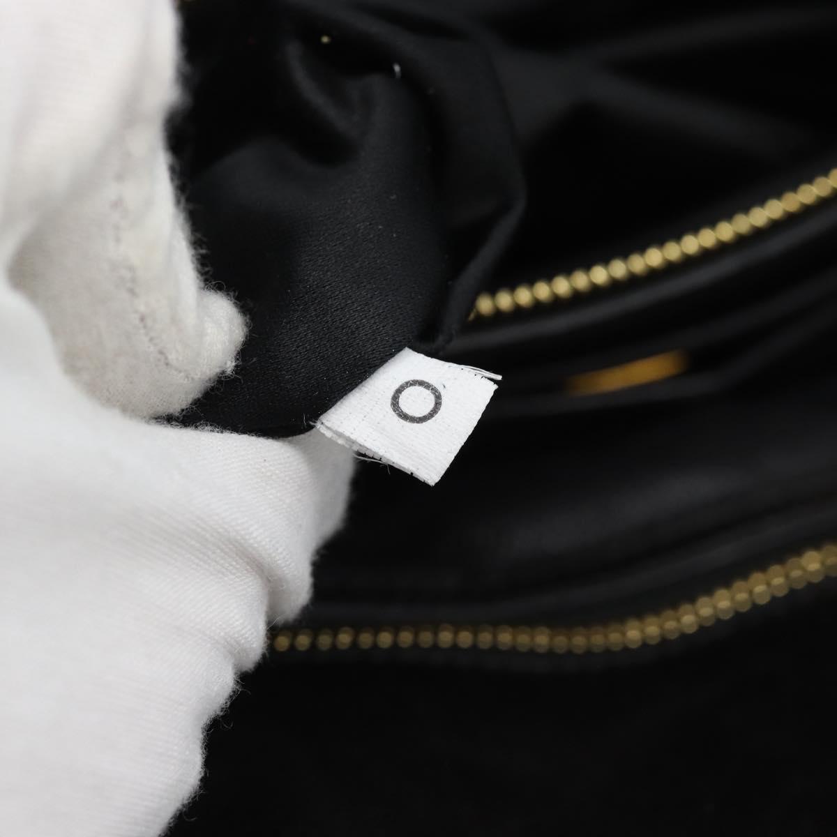 Miu Miu Matelasse Biker Hand Bag Lamb Skin 2way Black Gold Auth 187637V