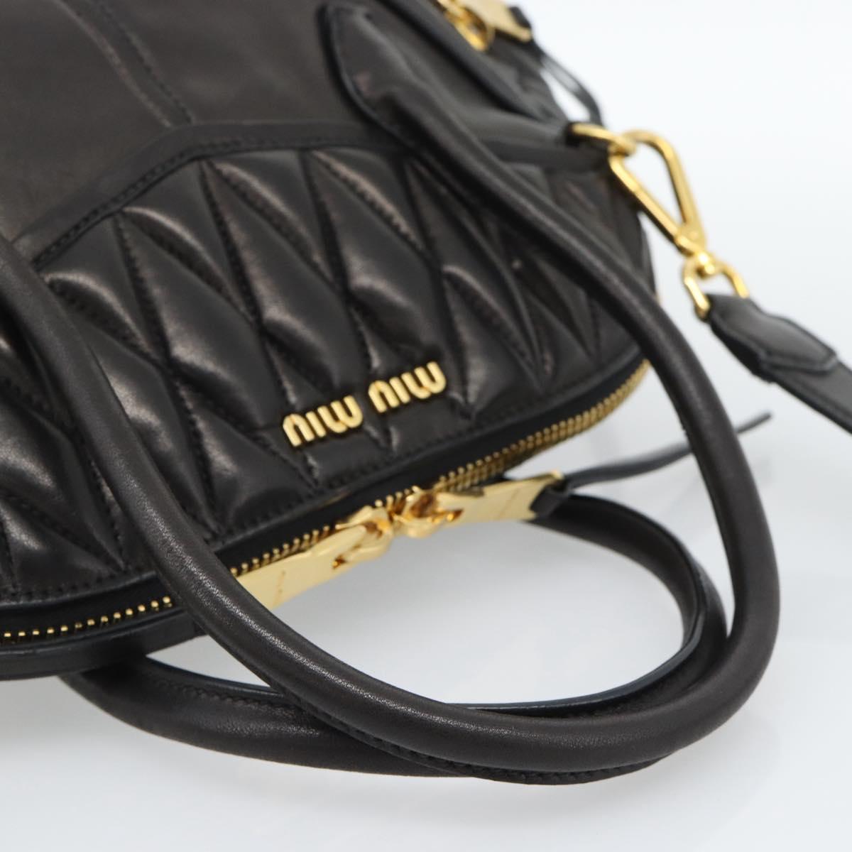 Miu Miu Matelasse Biker Hand Bag Lamb Skin 2way Black Gold Auth 187637V