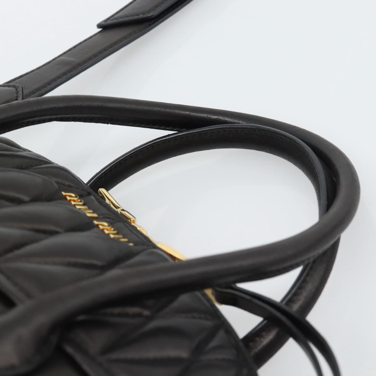 Miu Miu Matelasse Biker Hand Bag Lamb Skin 2way Black Gold Auth 187637V