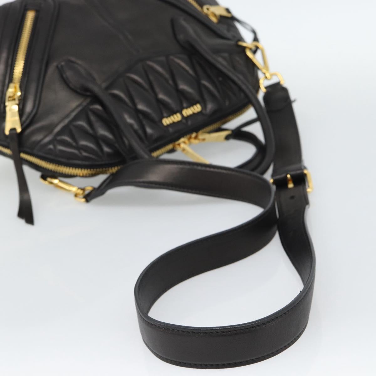 Miu Miu Matelasse Biker Hand Bag Lamb Skin 2way Black Gold Auth 187637V