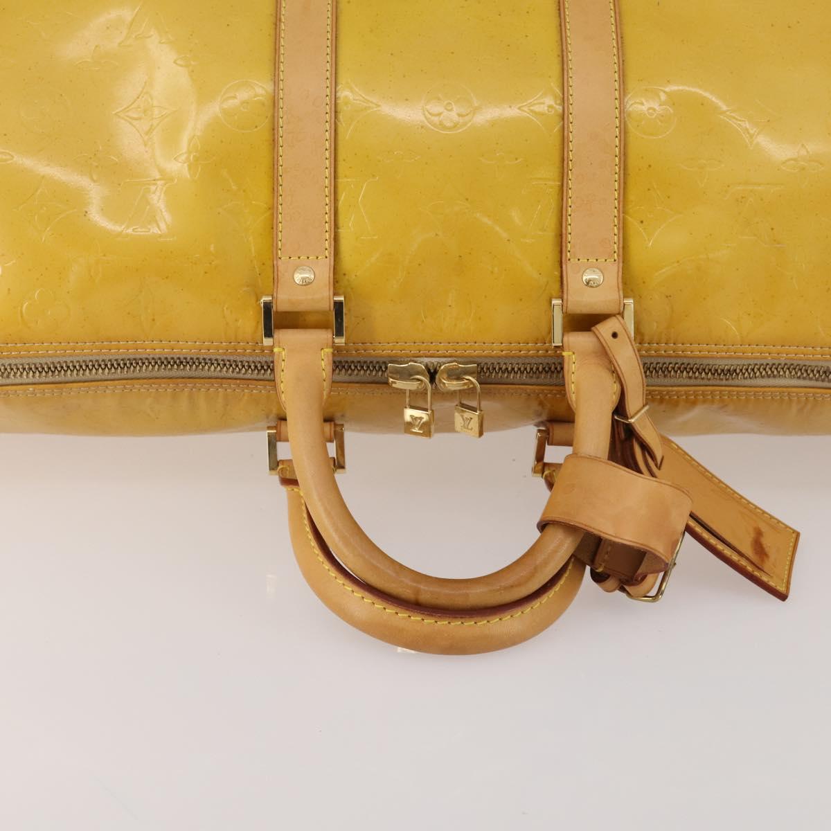 LOUIS VUITTON Monogram Vernis Mercer Boston Bag Beige M91000 LV Auth 187638
