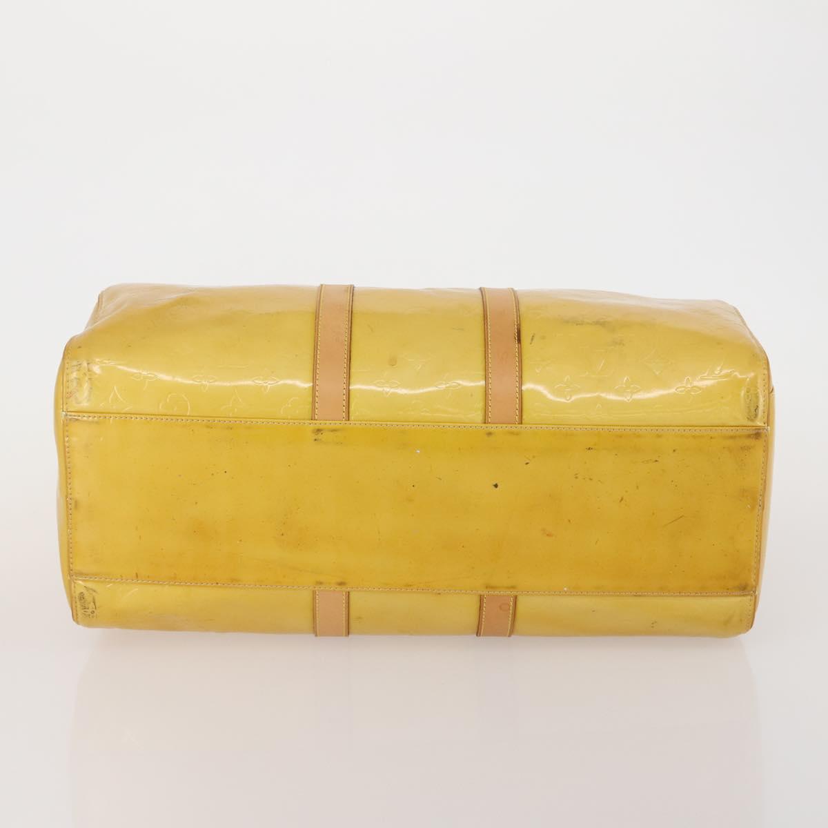 LOUIS VUITTON Monogram Vernis Mercer Boston Bag Beige M91000 LV Auth 187638