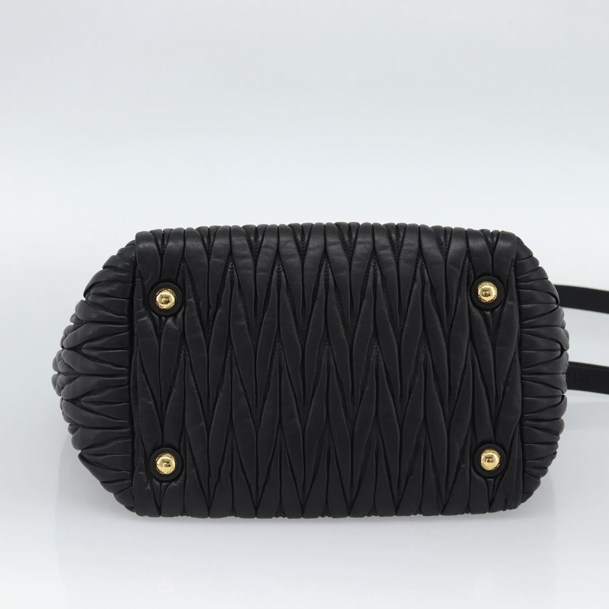 Miu Miu Matelasse Hand Bag Leather 2way Black Gold Auth 187647V