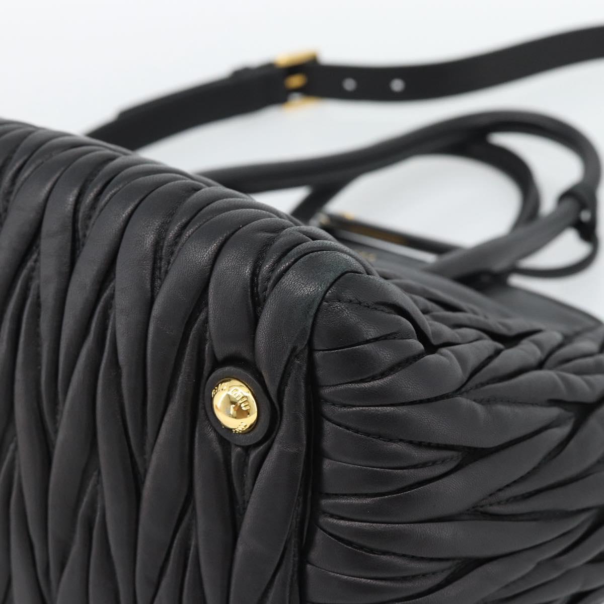 Miu Miu Matelasse Hand Bag Leather 2way Black Gold Auth 187647V