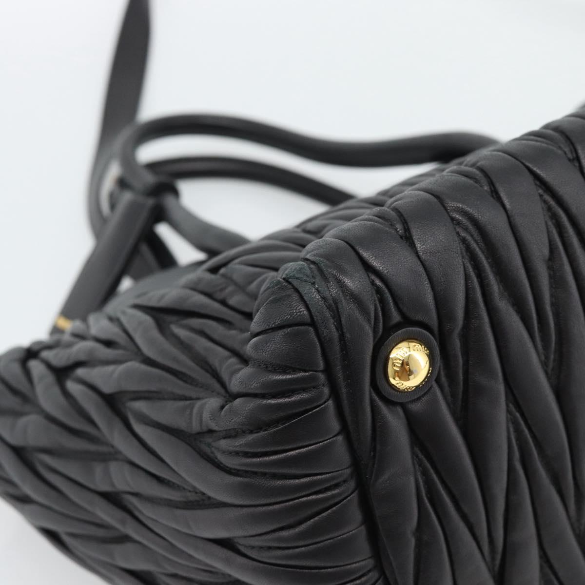 Miu Miu Matelasse Hand Bag Leather 2way Black Gold Auth 187647V