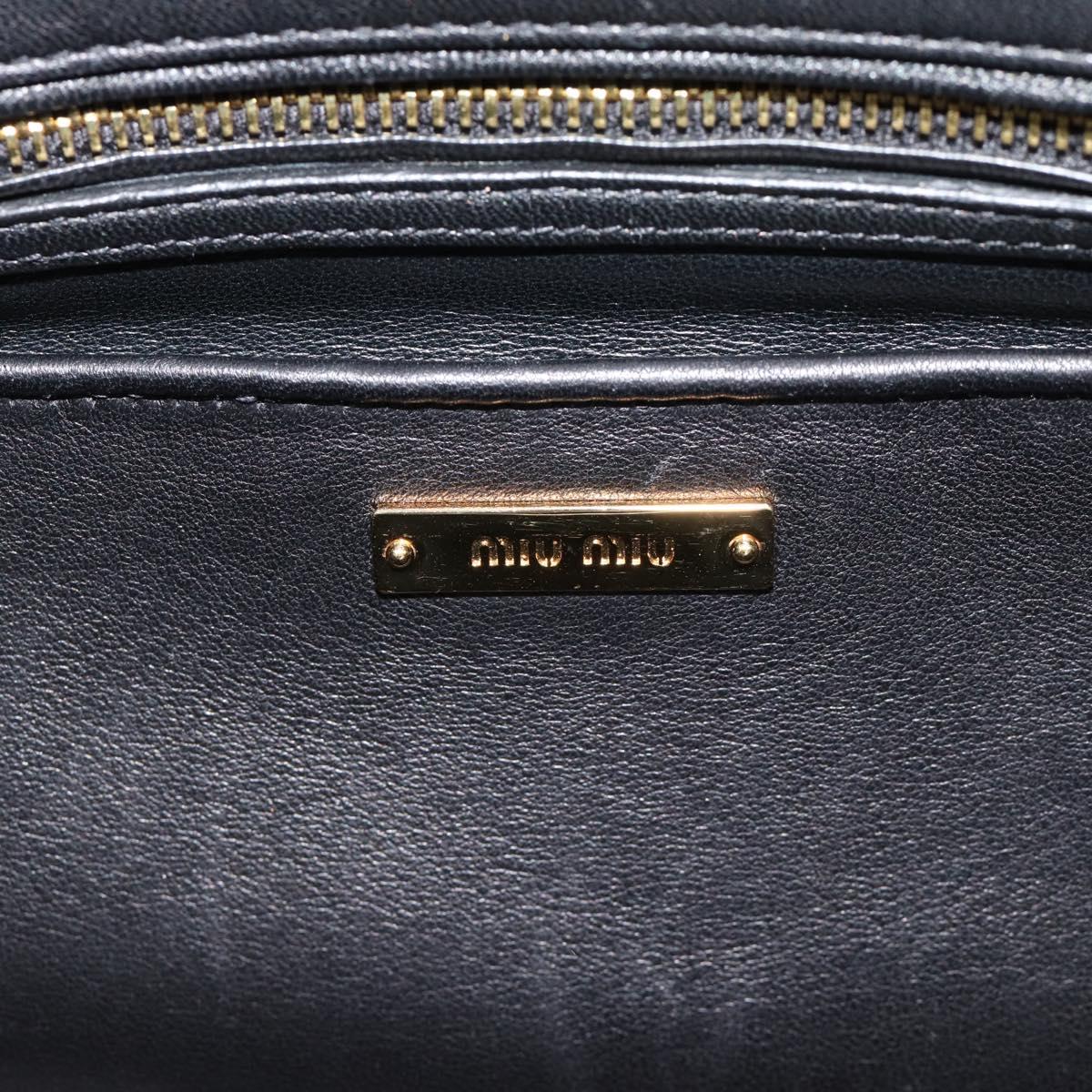 Miu Miu Matelasse Hand Bag Leather 2way Black Gold Auth 187647V