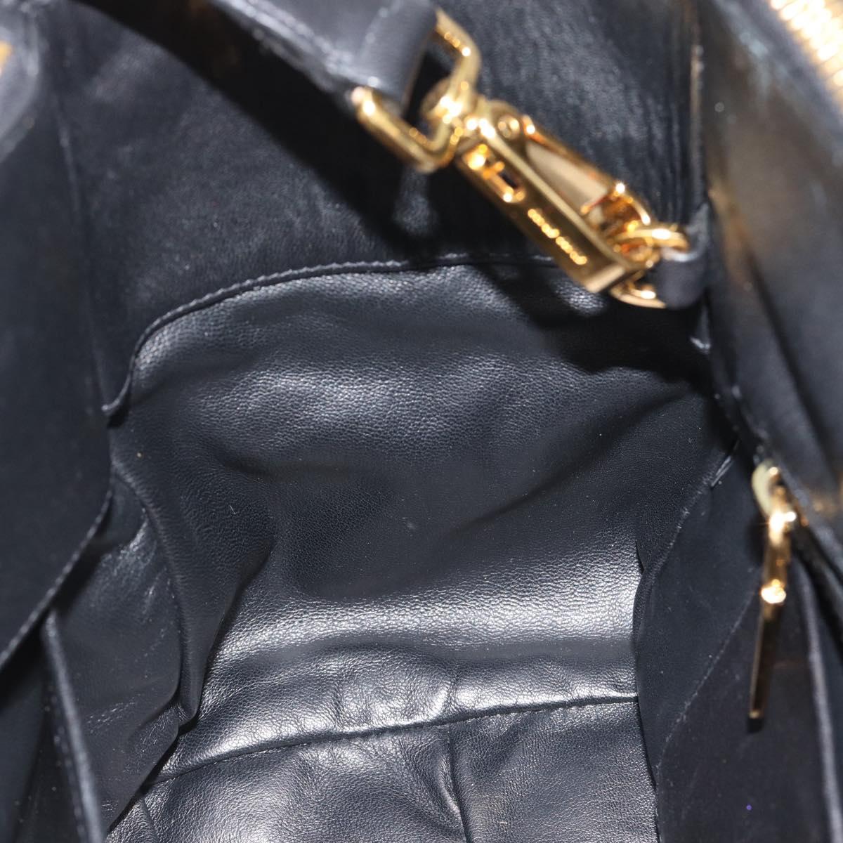 Miu Miu Matelasse Hand Bag Leather 2way Black Gold Auth 187647V