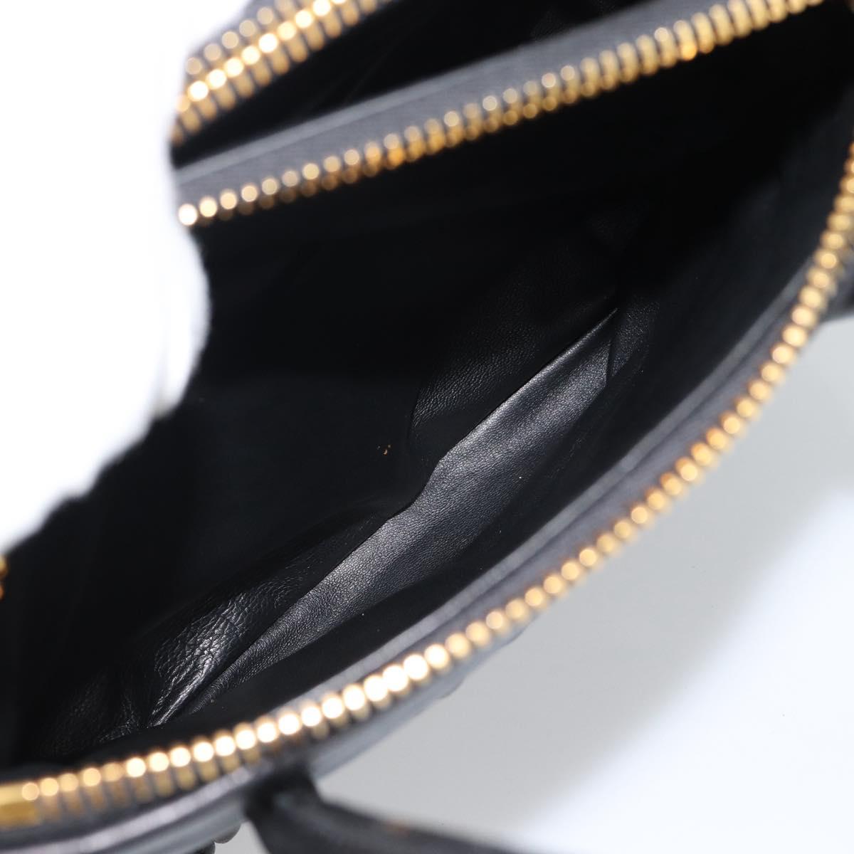 Miu Miu Matelasse Hand Bag Leather 2way Black Gold Auth 187647V