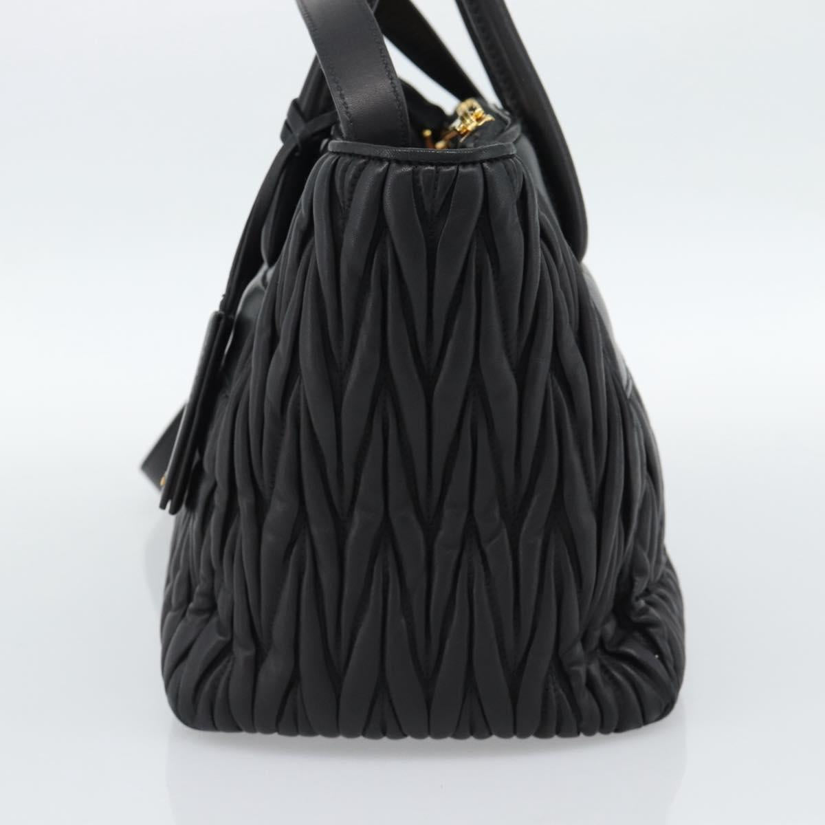 Miu Miu Matelasse Hand Bag Leather 2way Black Gold Auth 187647V