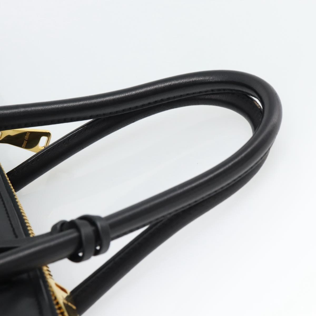 Miu Miu Matelasse Hand Bag Leather 2way Black Gold Auth 187647V