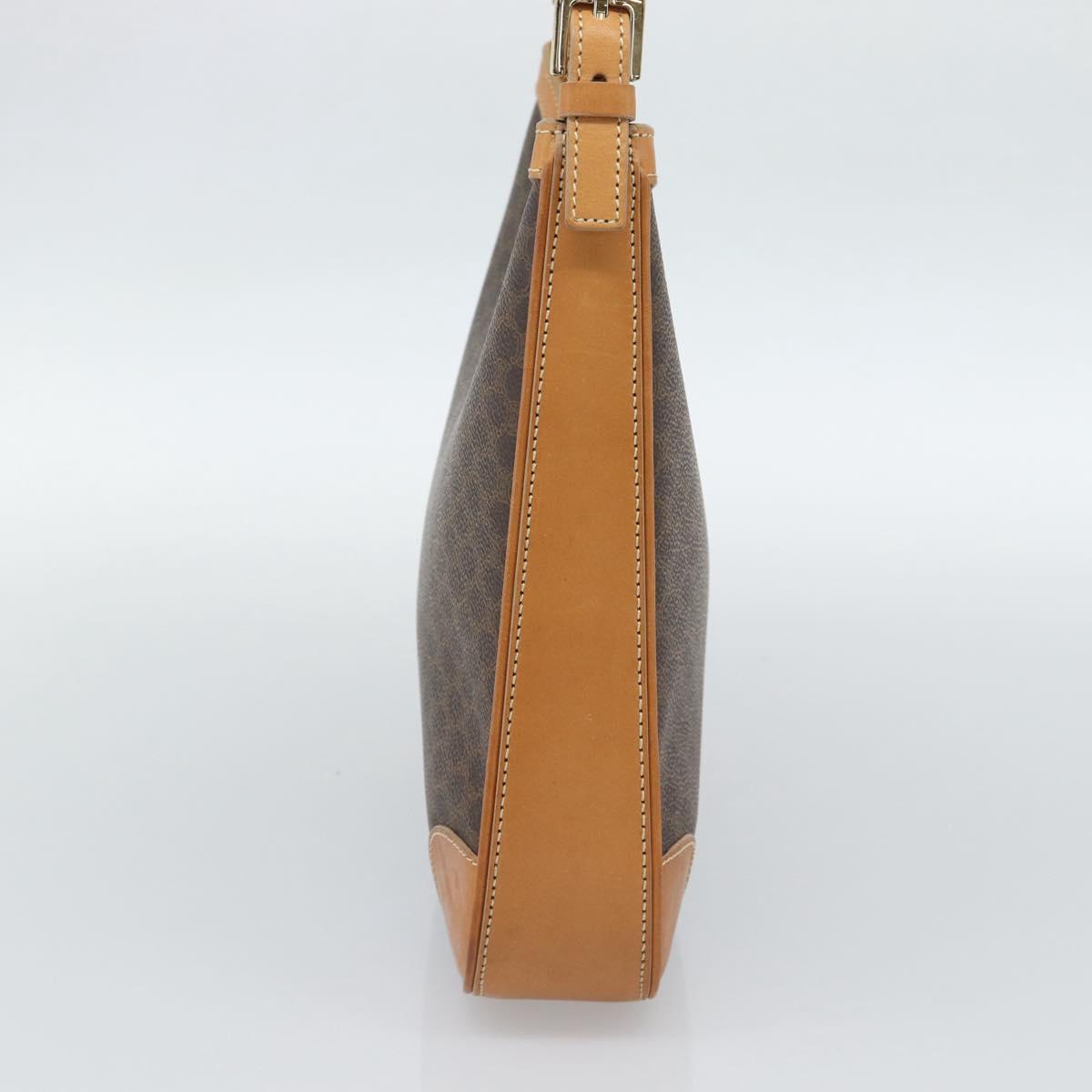CELINE Macadam Canvas Shoulder Bag PVC Leather Brown Gold Auth 187649V