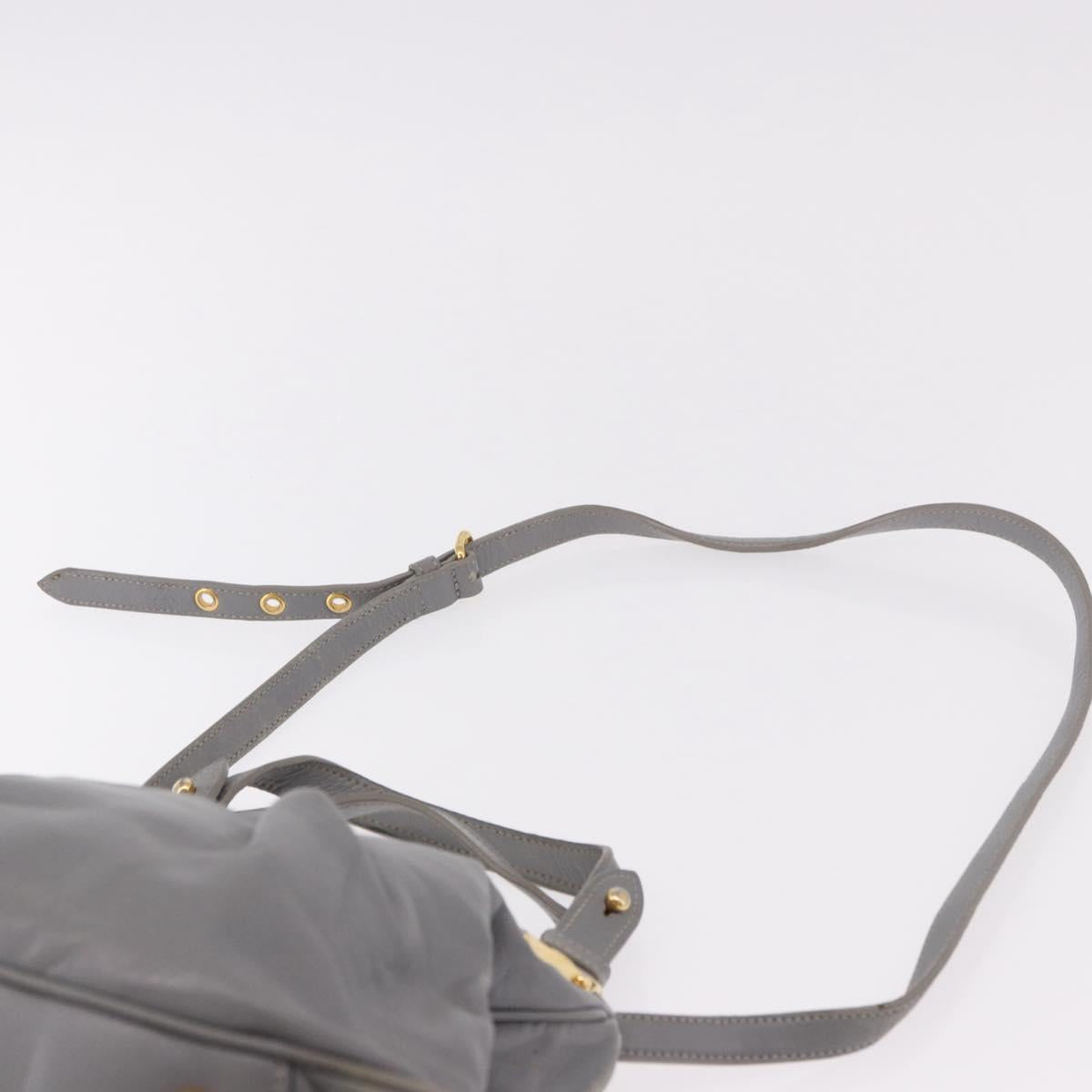 Miu Miu Hand Bag Leather 2way Gray Gold Auth 187651A