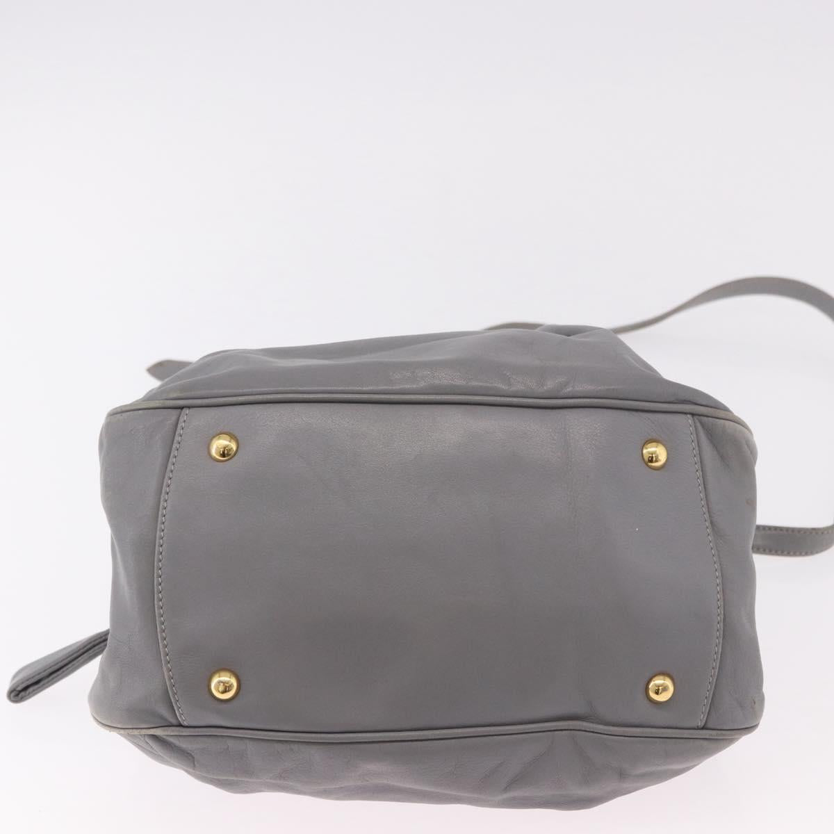 Miu Miu Hand Bag Leather 2way Gray Gold Auth 187651A