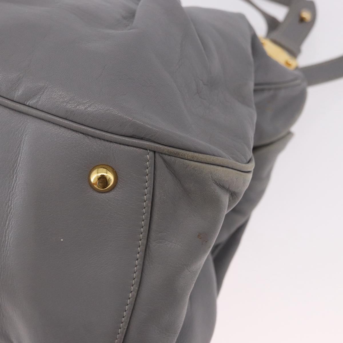 Miu Miu Hand Bag Leather 2way Gray Gold Auth 187651A