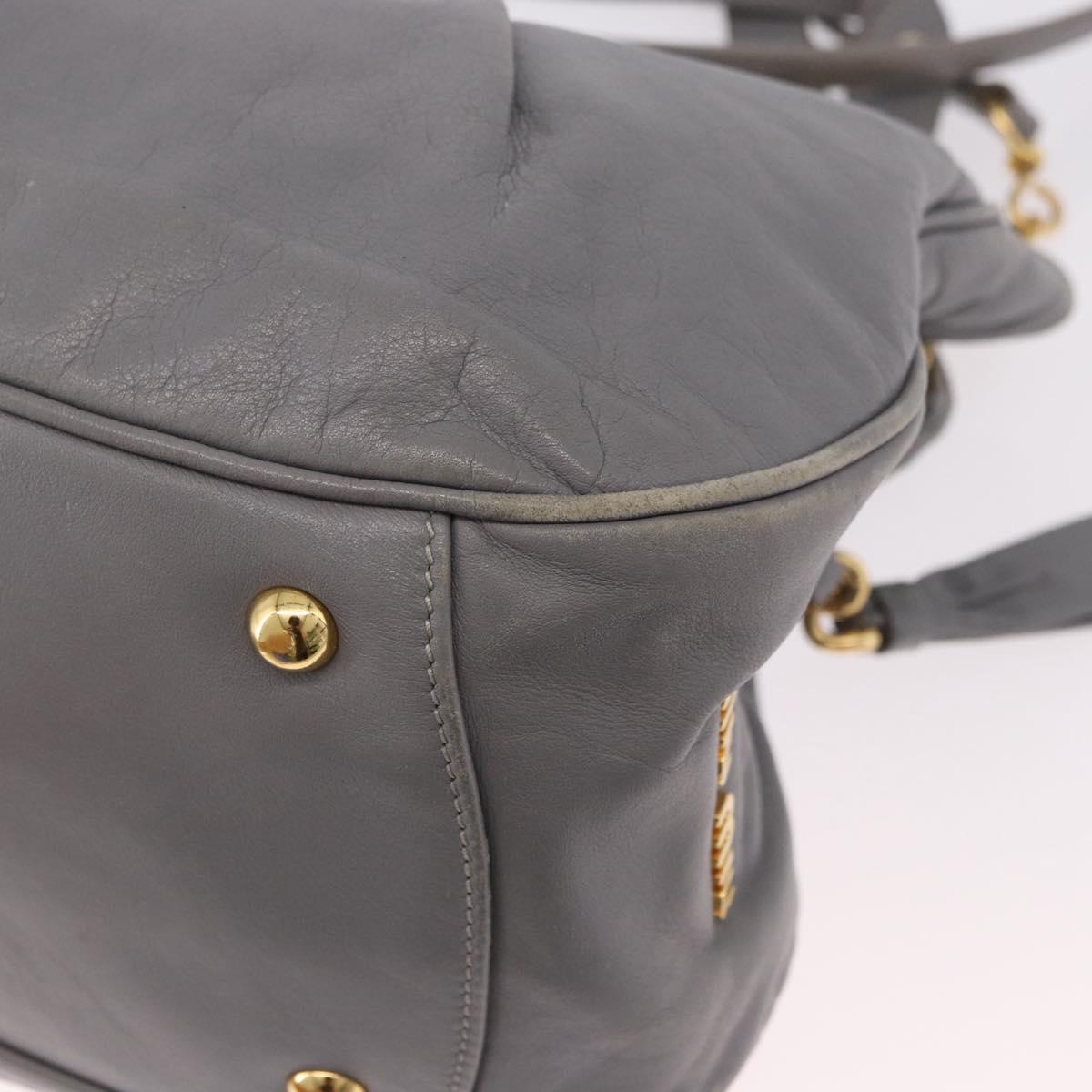 Miu Miu Hand Bag Leather 2way Gray Gold Auth 187651A