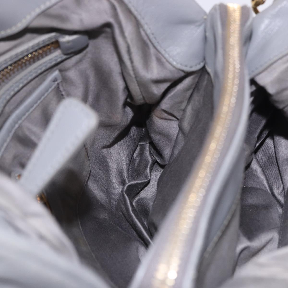 Miu Miu Hand Bag Leather 2way Gray Gold Auth 187651A