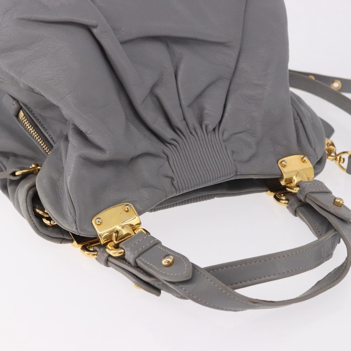 Miu Miu Hand Bag Leather 2way Gray Gold Auth 187651A