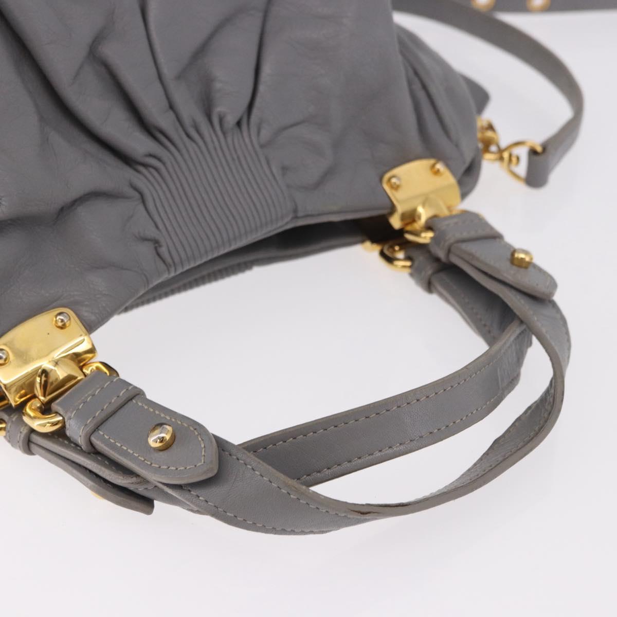 Miu Miu Hand Bag Leather 2way Gray Gold Auth 187651A