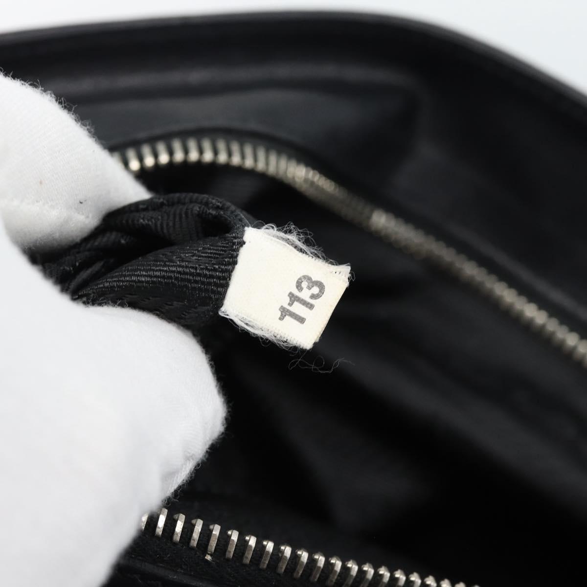 PRADA Tote Bag Leather Black Silver Auth 187659V